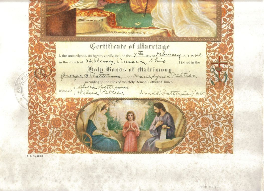 Catholic Church Marriage Certificate 4032